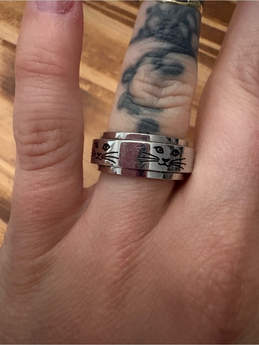 Silver Cat Spinner Ring